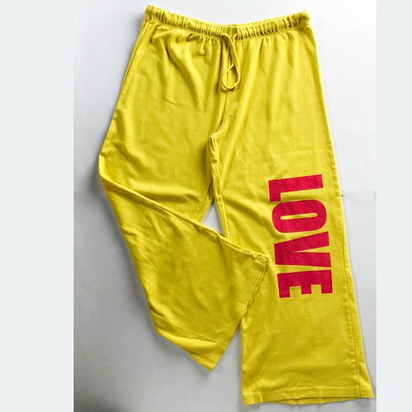 Firehouse "LOVE" Yellow Lounge Pants (Small) - Picture 1 of 6